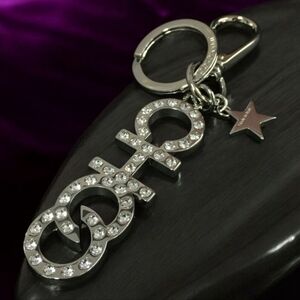 Jimmy Choo Rhinestone Star Silver Tone Key Ring Bag Charm